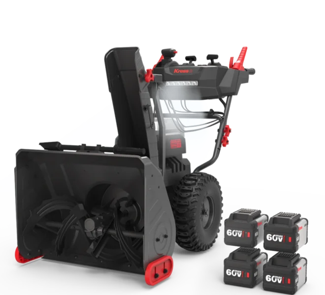 60V 24" 2-Stage Snow Thrower (w/ 4 batteries)